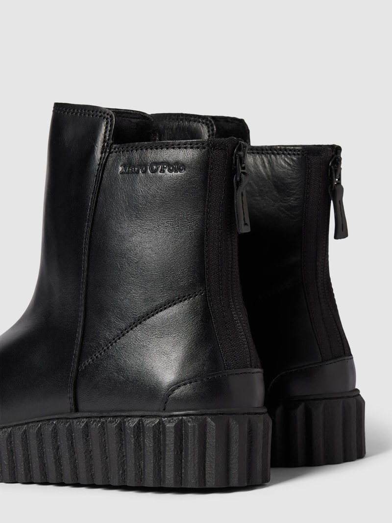 Stiefeletten aus Leder mit Label-Detail Modell 'Bianca' in schwarz