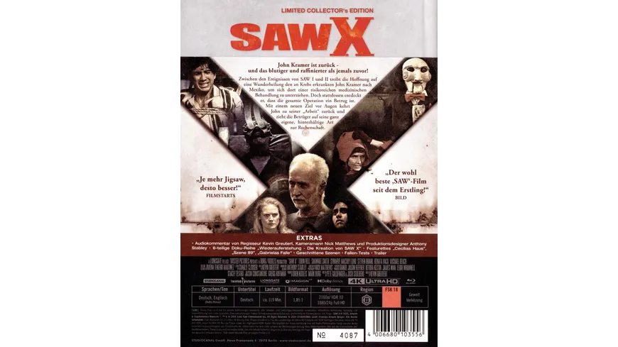 SAW X - Limited Collector´s Edition  (4K Ultra HD) (+ Blu-ray) - Mediabook