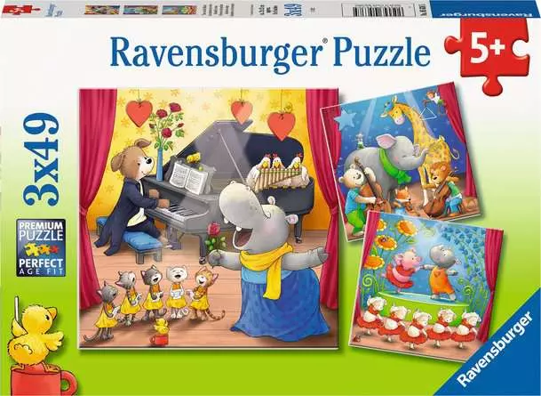 Kinderpuzzle ab 5 Jahren - Tiere auf der Bühne - 49 Teile