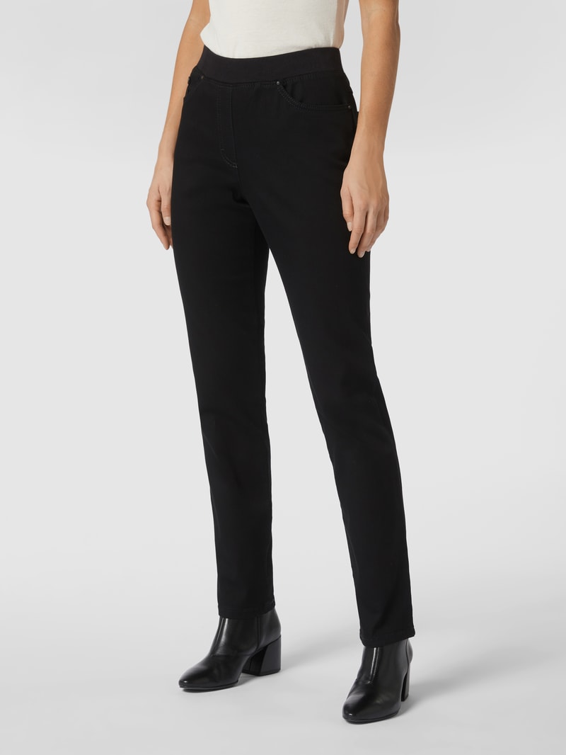 Slim Fit 5-Pocket-Jeans mit elastischem Bund - 'Super Dynamic' in schwarz