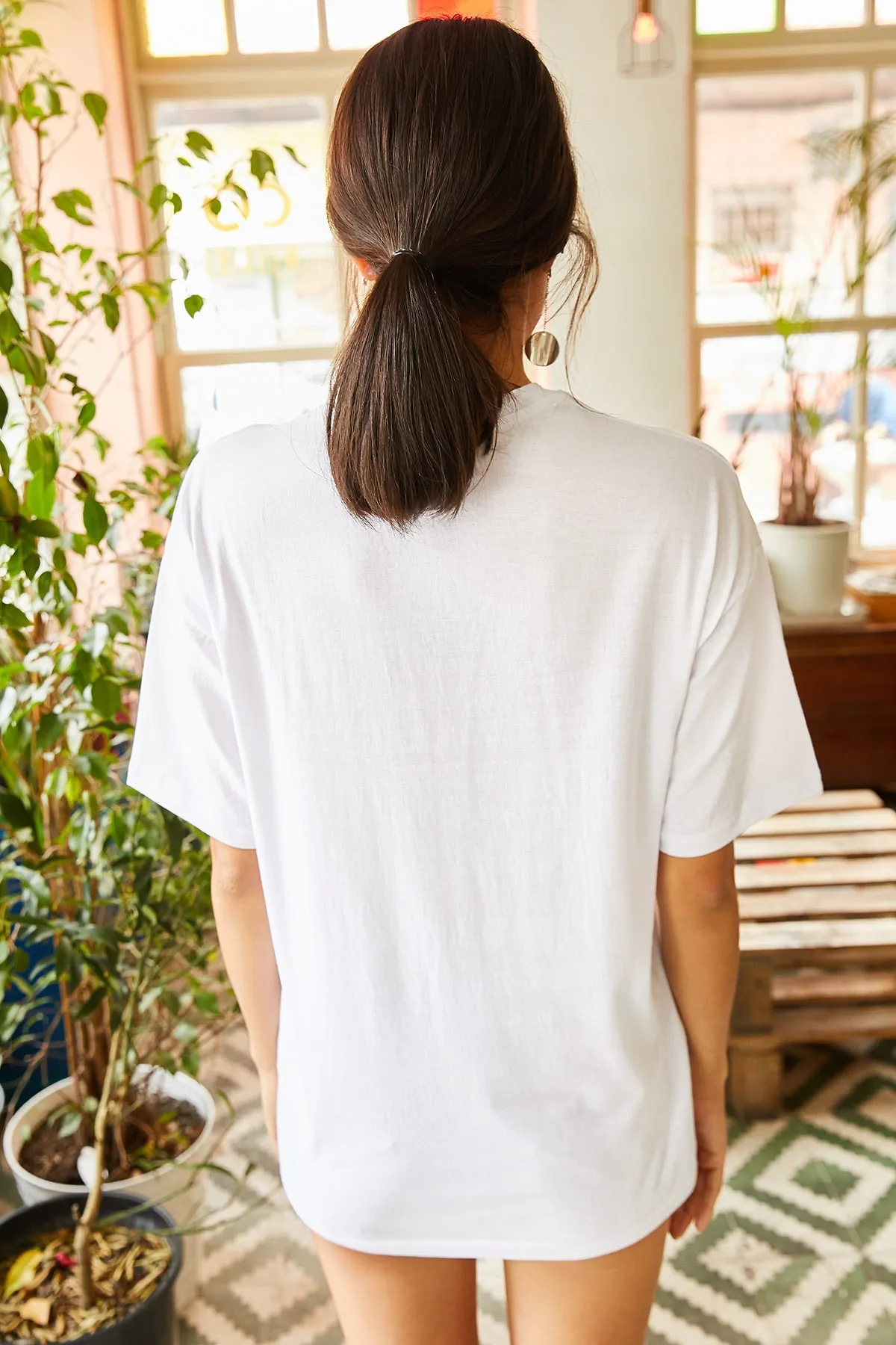 Olalook  Weißes Damen-T-Shirt mit L.A.-Aufdruck TSH-19000503