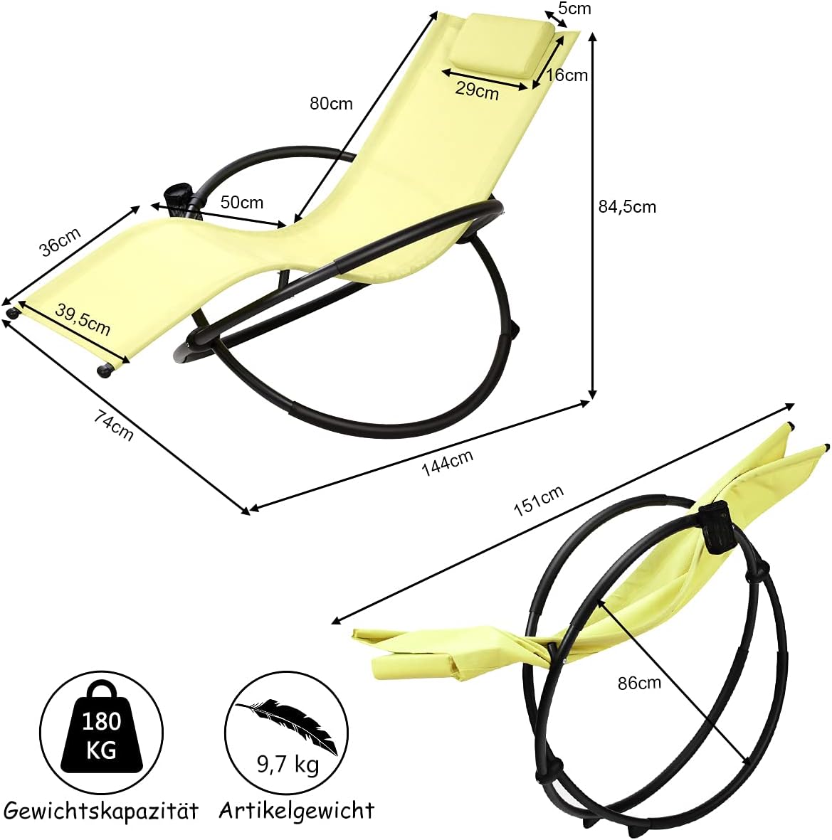 Costway Schaukelliege Liegestuhl Outdoor