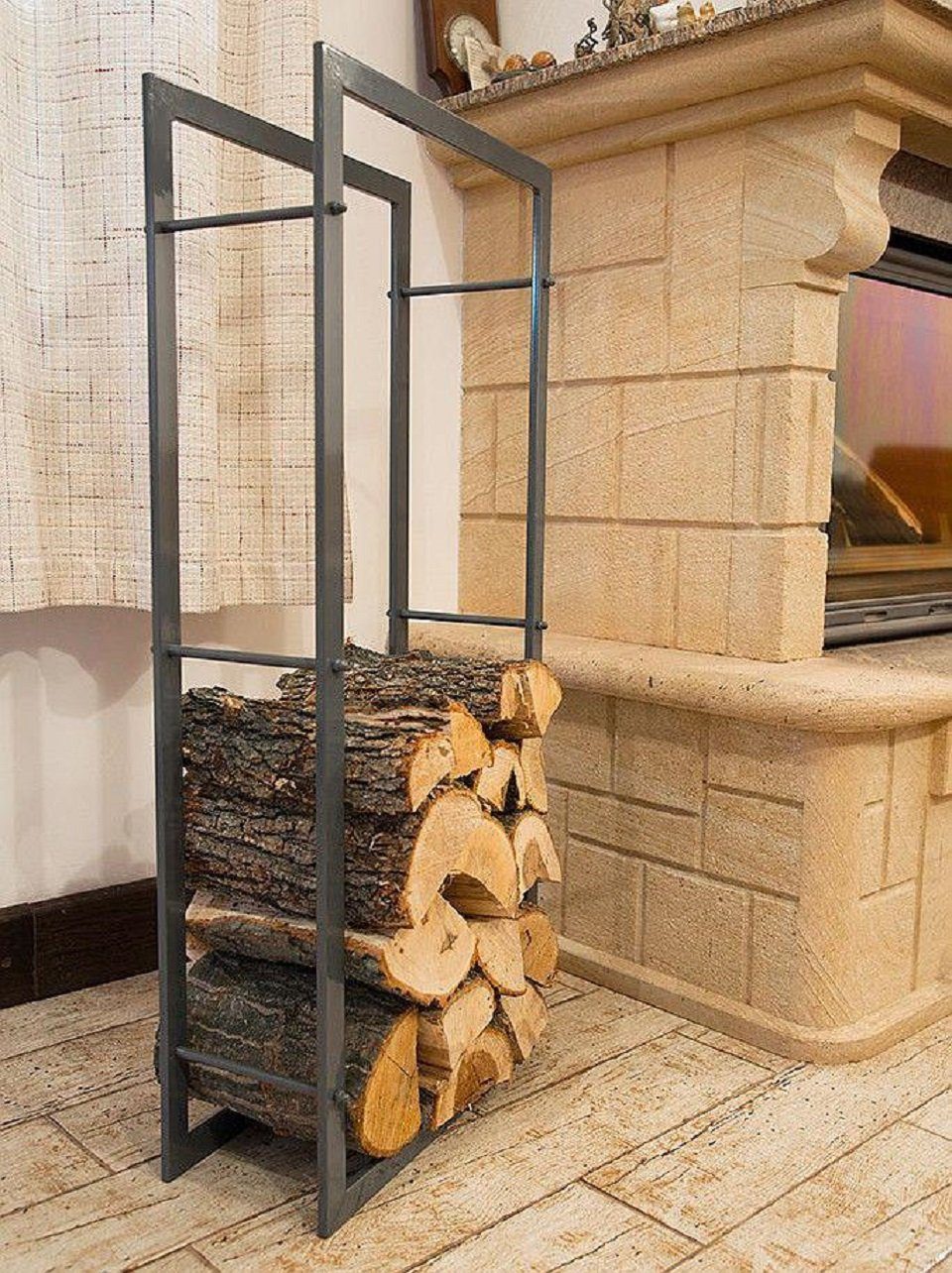 DanDiBo Kaminholzregal Kaminholzregal Kaminholzständer 100 cm Grau 80003 Holzkorb Kaminholzhalter Regal