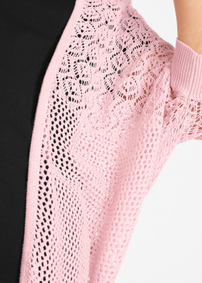 Strickjacke mit Muster und Fledermausärmeln, 3/4 Arm