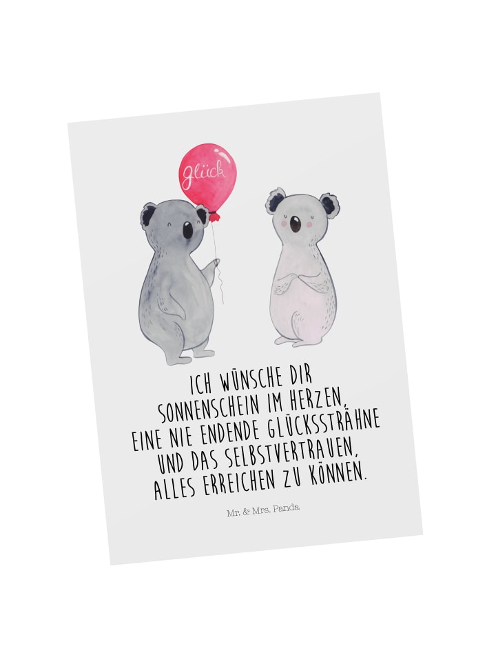 Mr. & Mrs. Panda Postkarte Koala Luftballon mit Spruch in Weiß günstig kaufen onesize