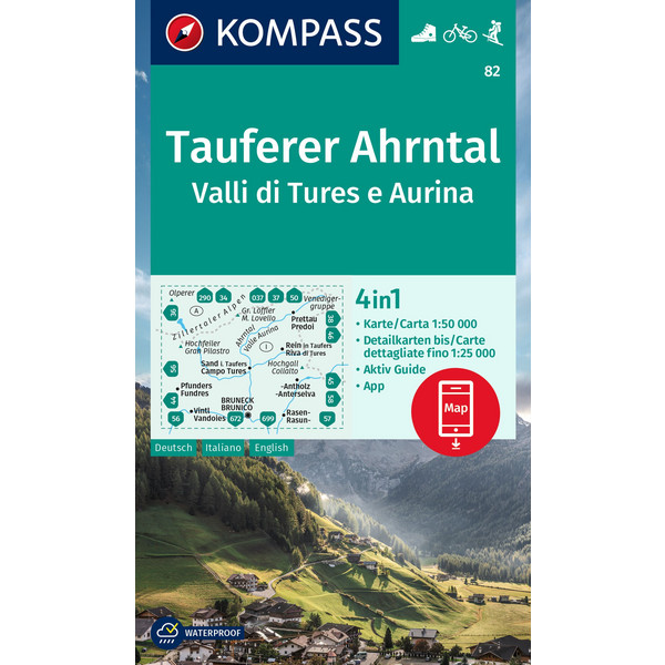 KOMPASS WANDERKARTE 82 TAUFERER AHRNTAL