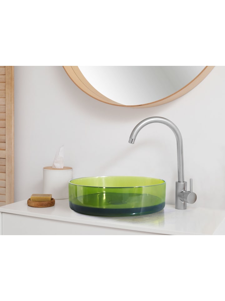 Beliani Waschbecken TOLOSA in Transparent/Grün - (W) 36 x (H) 10 x (L) 36 cm günstig kaufen onesize