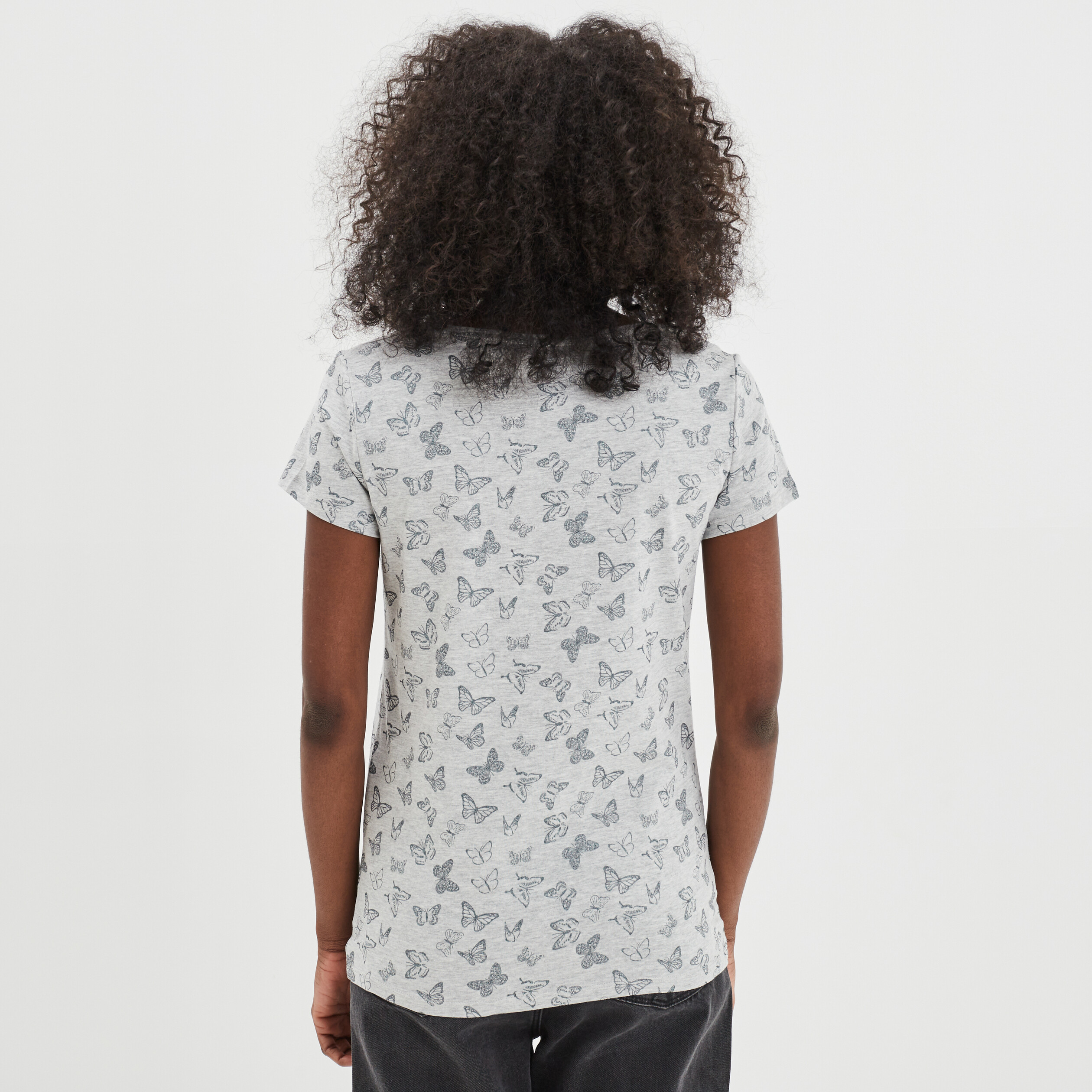 T-shirt imprimé coupe ajustée gris clair femme | La Halle
