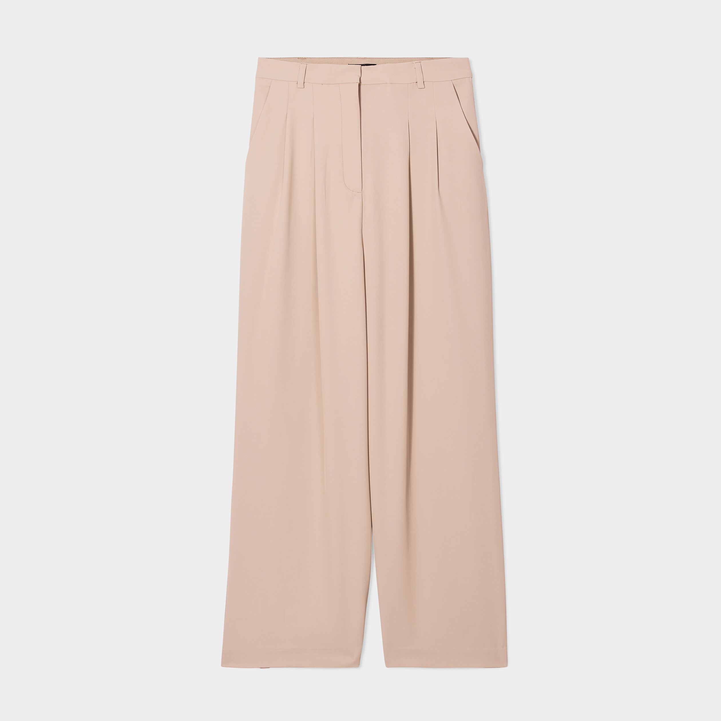 Pantalon city wide leg à pinces sable femme | La Halle