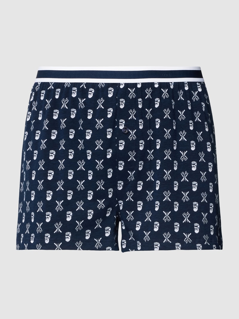 Boxershorts mit Allover-Print Modell 'BARBER' in dunkelblau