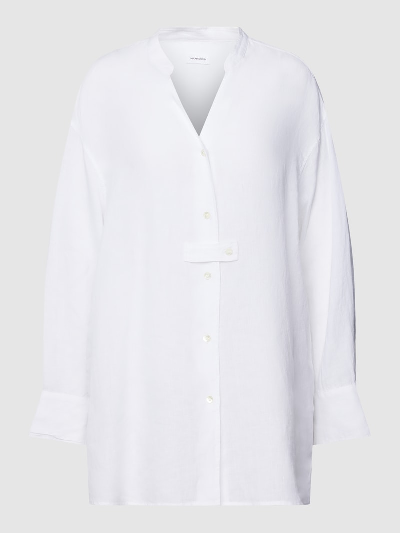 Longbluse aus reinem Leinen in weiß