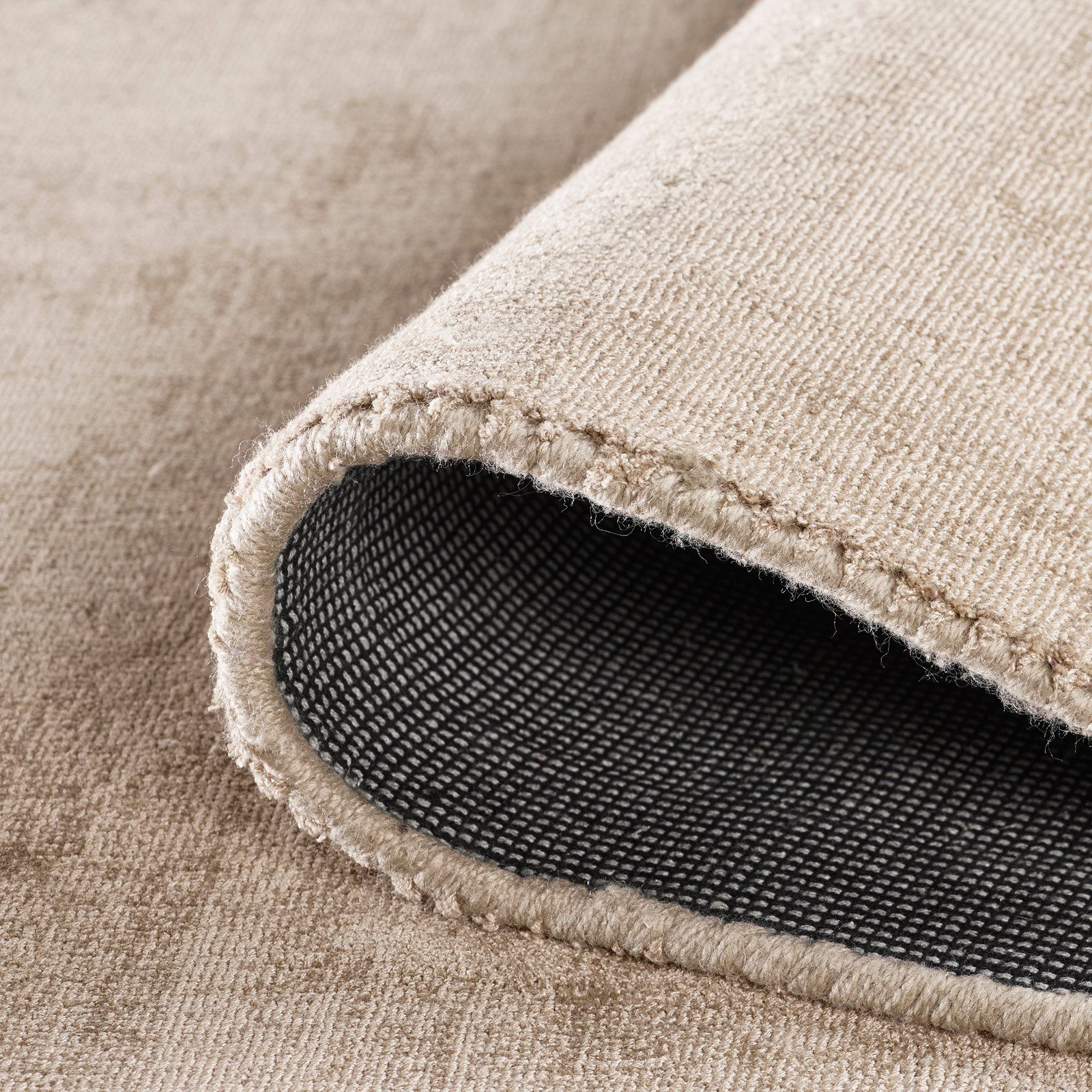 Teppich TaraCarpet Vanessa strapazierfähiger Viscoseteppich Handarbeit, TaraCarpet, rechteckig, Höhe: 15 mm, Kurzflor glänzend beige Wohnzimmer Schlafzimmer Esszimmer 080X150 cm