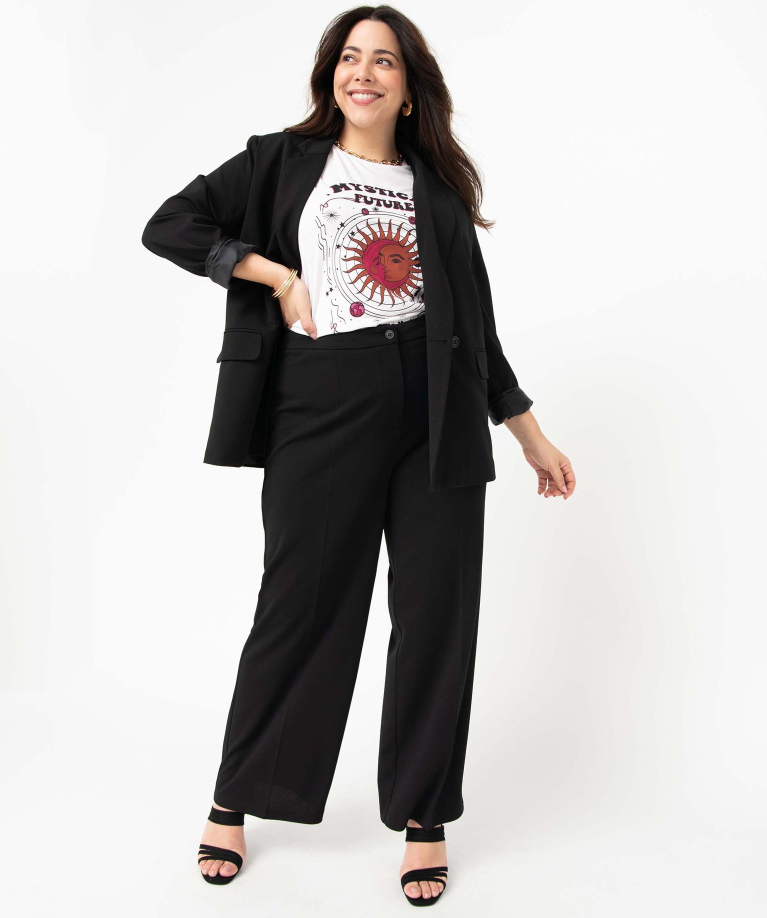 Tee-shirt femme grande taille à manches courtes avec motifs blanc | GEMO