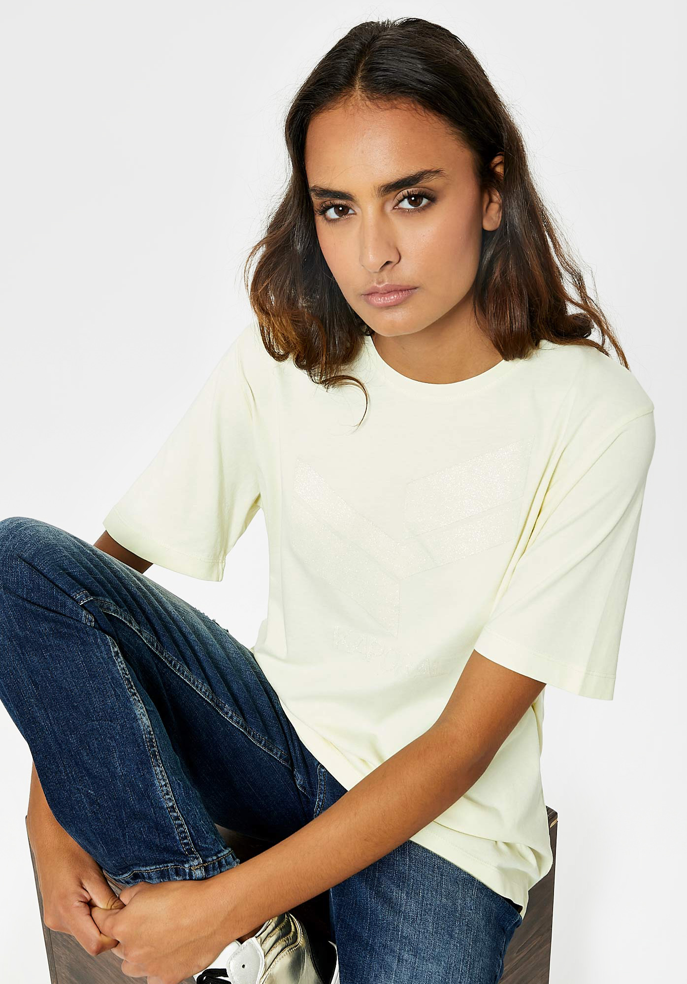 JOGO   T-shirt jaune loose en 100% coton