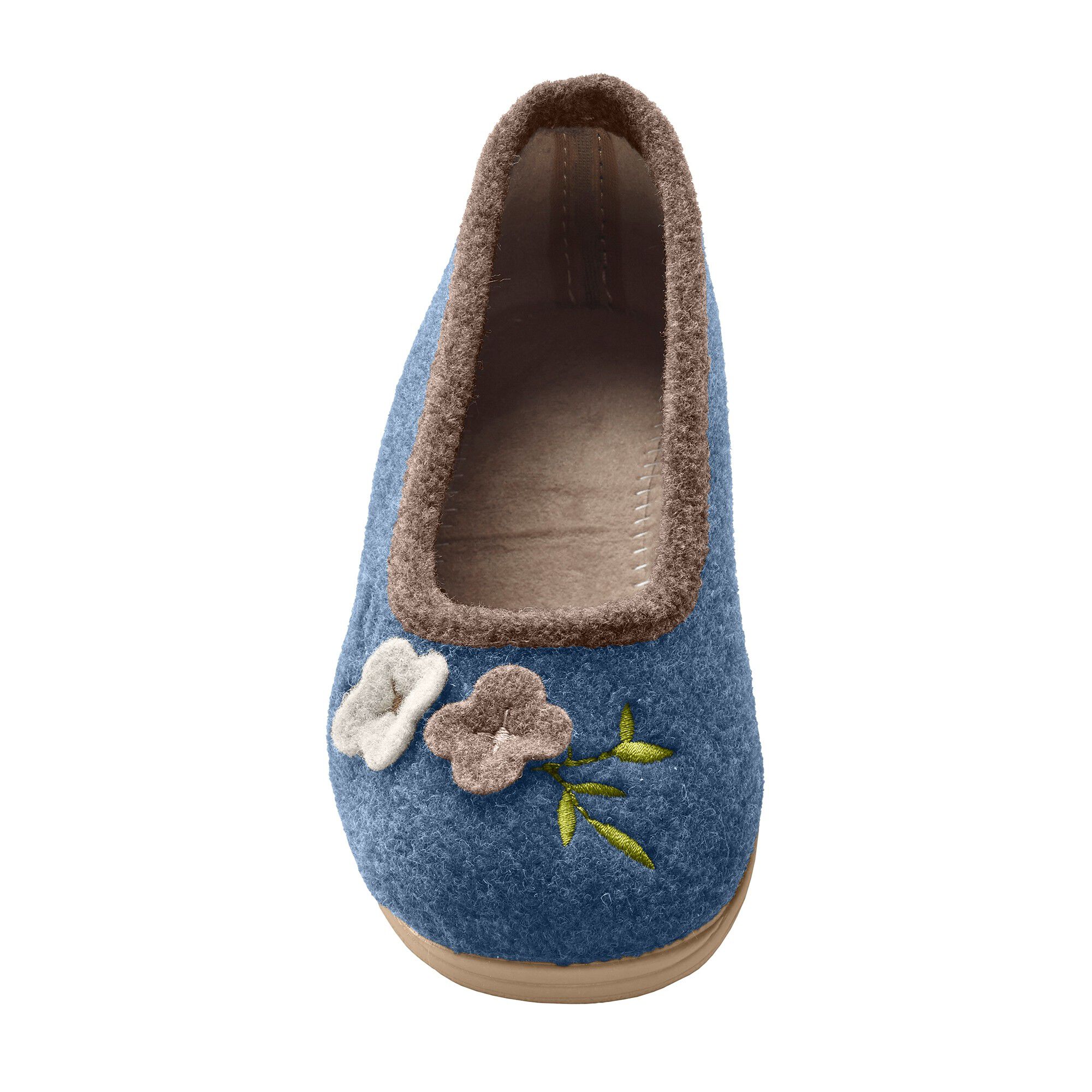 Chaussons ballerines feutrine avec fleur appliquée