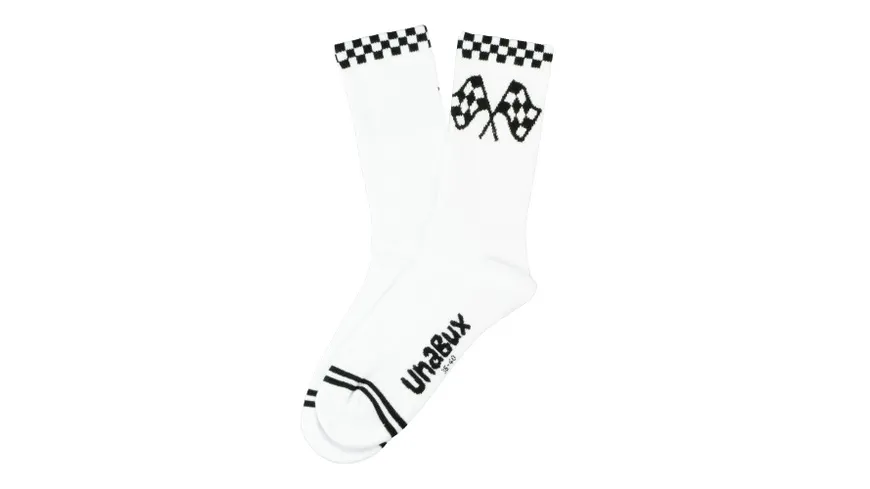 Unabux Unisex Sportsocken Zielfahne weiß
