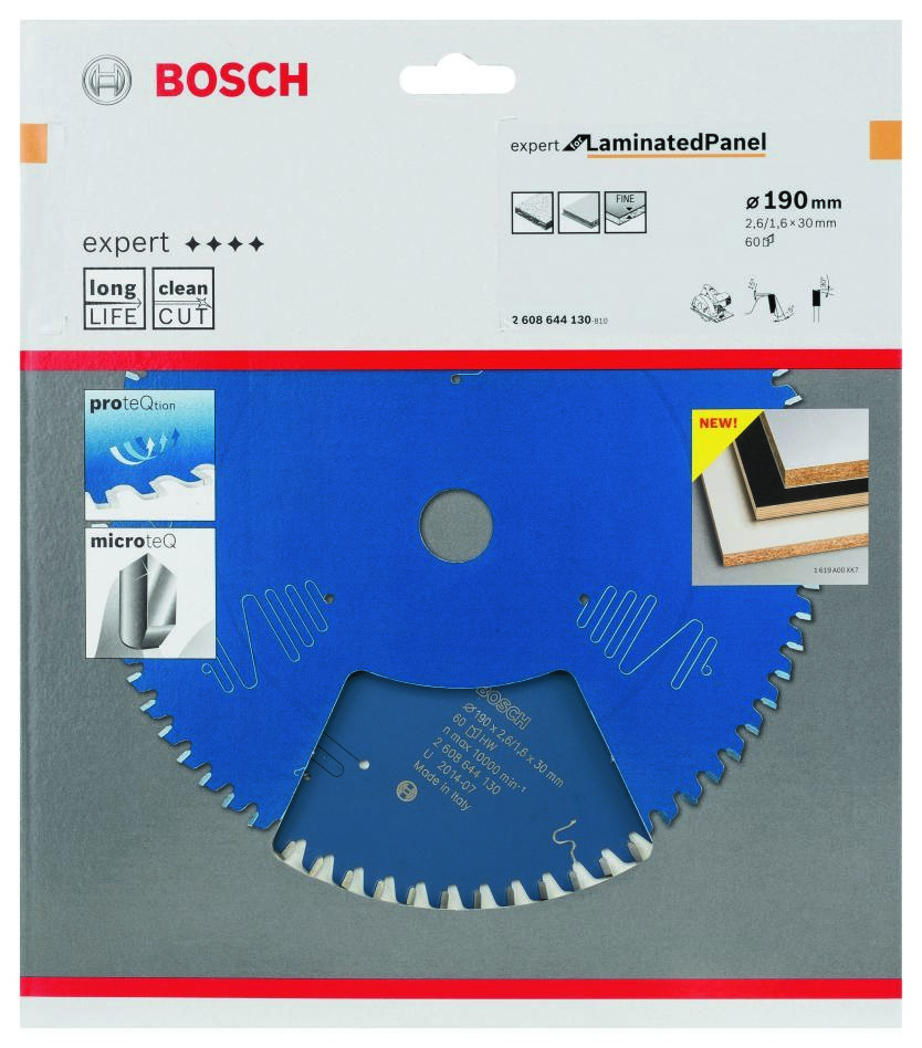 Lama circolare in metallo duro Bosch Blue Accessories 2608644130 Expert per pannelli laminati 190 x 30 x 60T