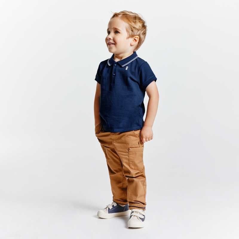 Polo maille piquée uni bleu bébé garçon