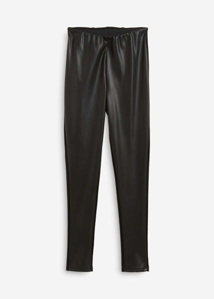 Leggings mit Lederimitat Einsatz