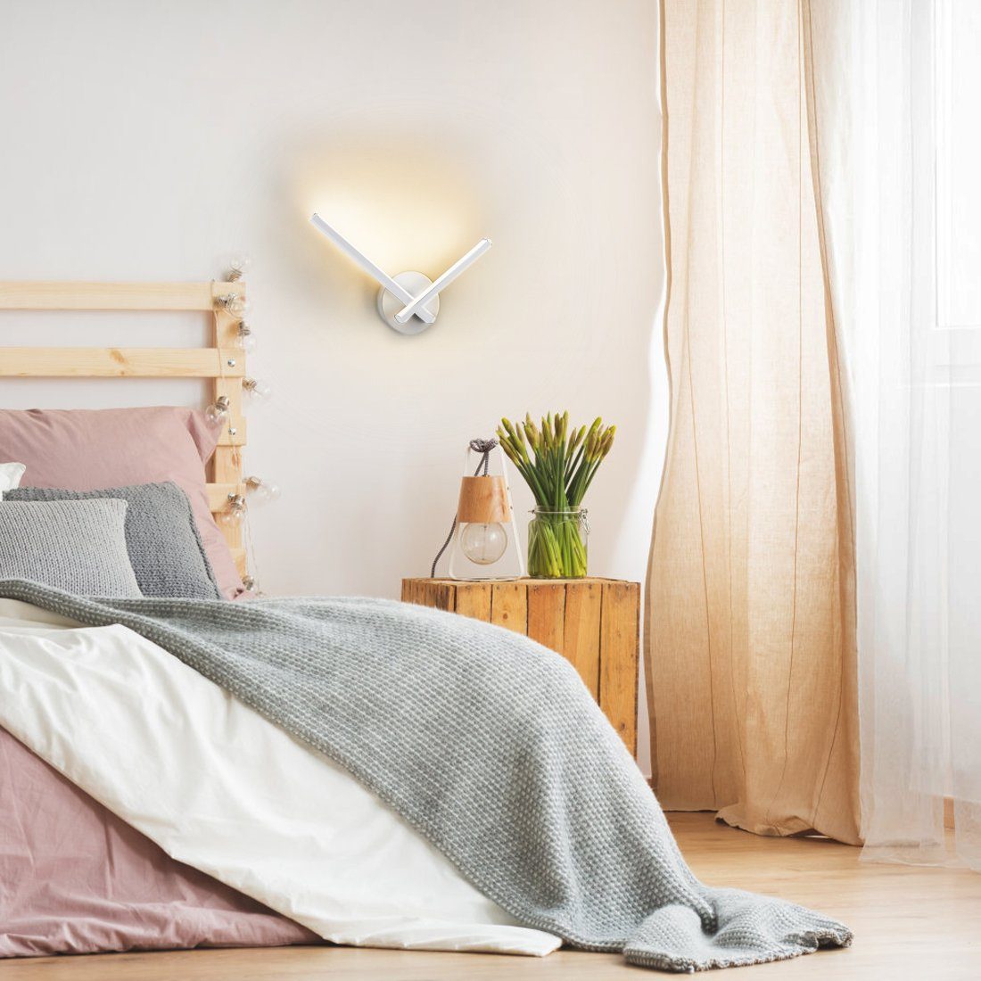 S'AFIELINA LED Wandleuchte LED Wandleuchten Modern 120° Winkel Innen Modern Wandlampe, 3 Lichtfarben 3000K/4000K/6000K Wandbeleuchtung
