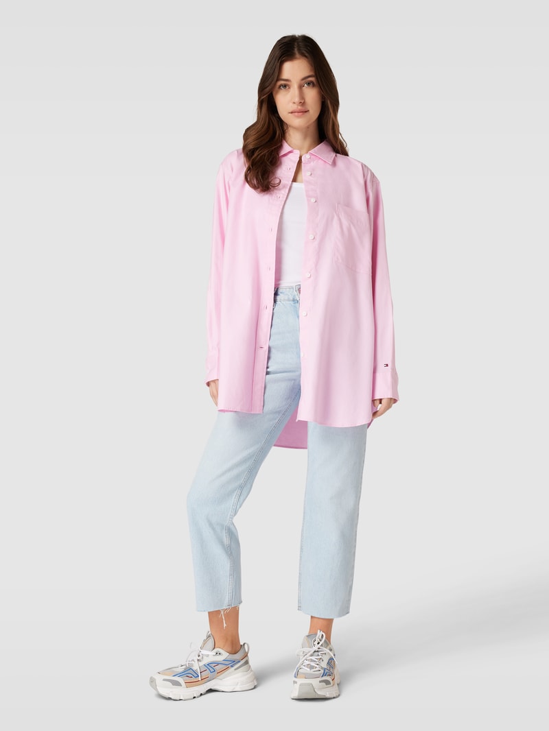 Oversized Bluse mit Umlegekragen Modell 'OXFORD' in rosa