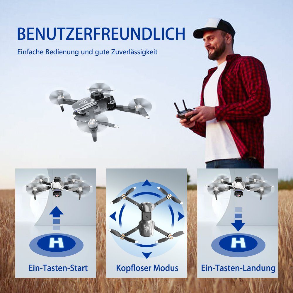 TizzyToy Bürstenloser Motor Drohne,App-Steuerung,Kinder, Geschenke, Spielzeug Spielzeug-Drohne (4K-Kamera, Luftdruck-Höheneinstellung, LED-Beleuchtung, Ersatzzubehör können bei otto erworben werden, Hochleistungsmotor, Lüfterblatt, Drohne für Erwachs