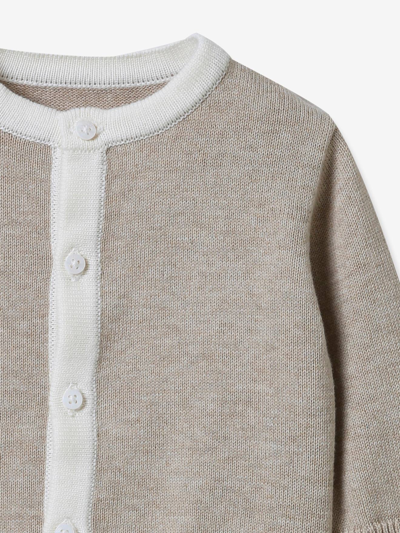 Cardigan en coton bio CYRILLUS beige chiné