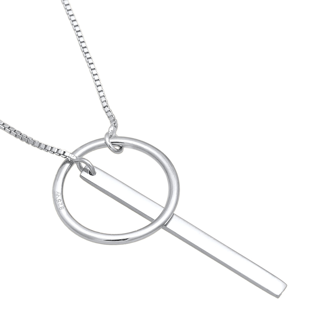 Elli Elli Collier Femmes Chaîne en Y cercle bâton géo en argent sterling 925 collier
