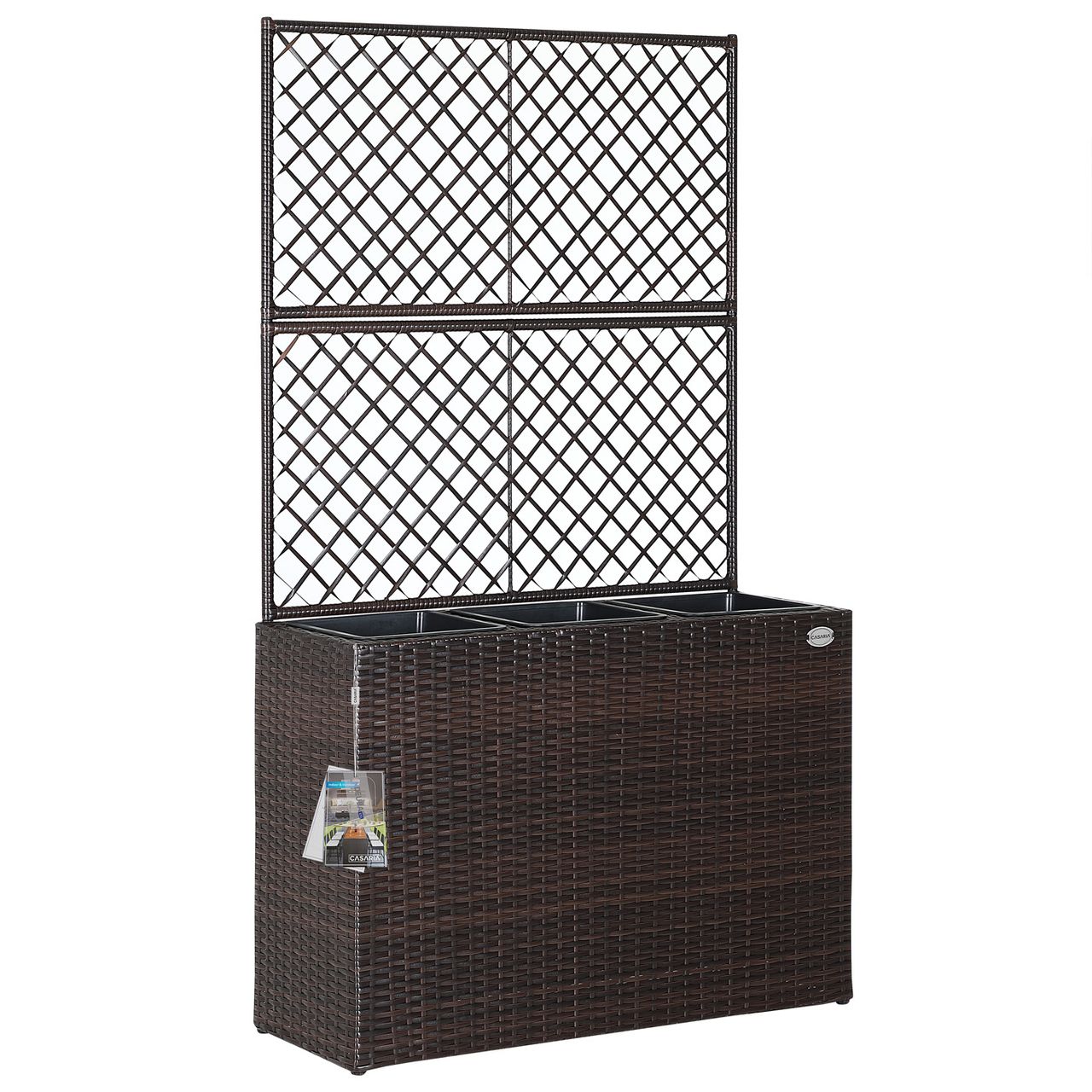 Casaria Polyrattan Blumenkasten mit Rankgitter Braun