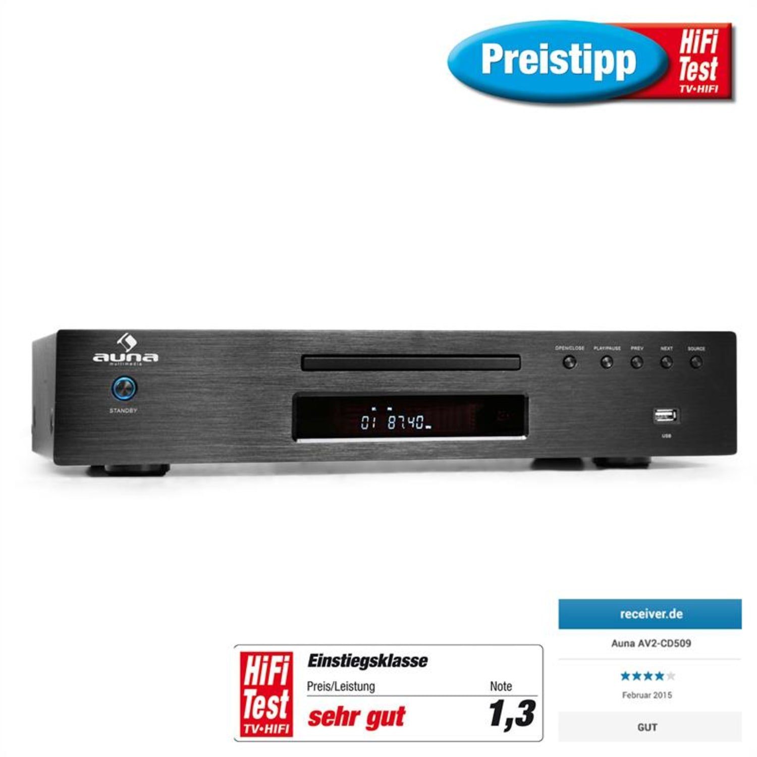 Auna AV2-CD509 Stereoanlage (HiFi CD Player MP3 Musik USB)
