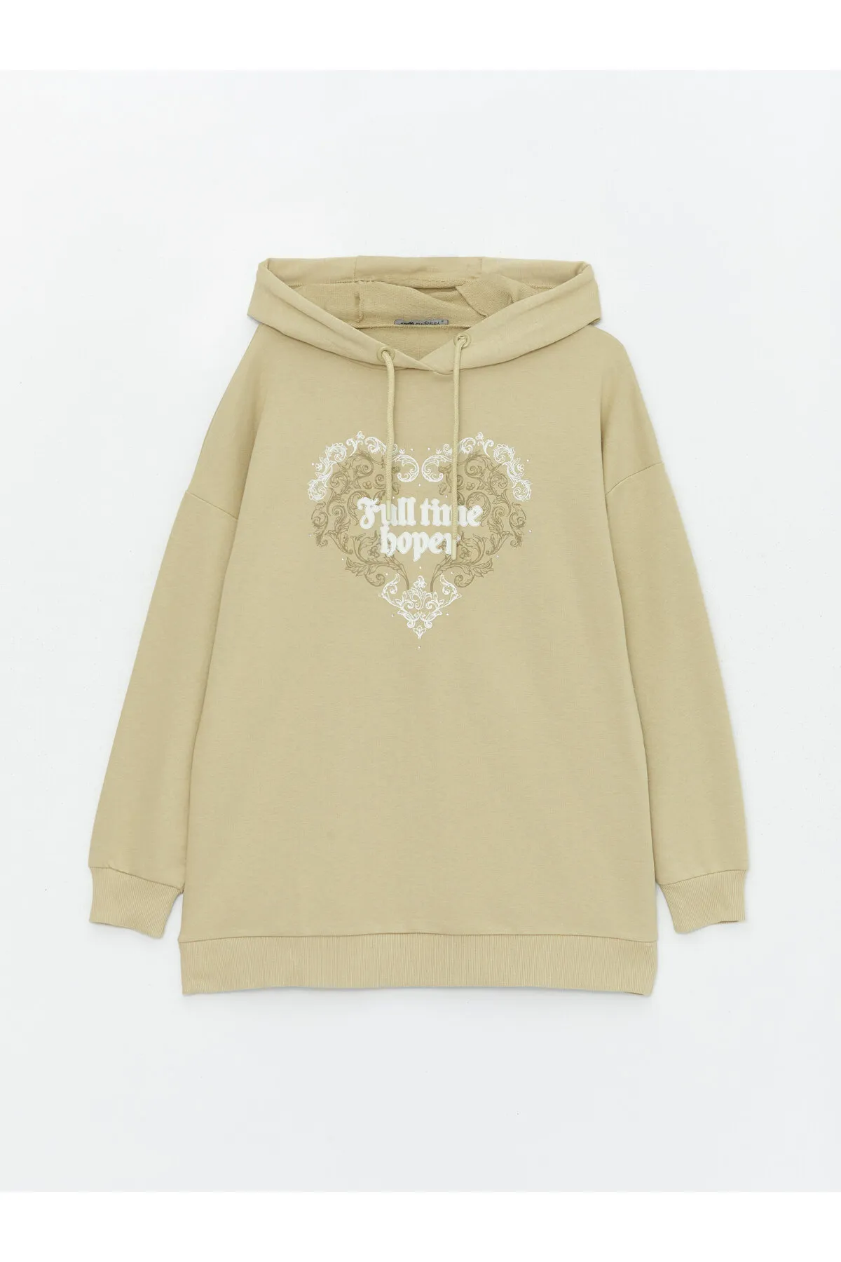 LC Waikiki  Bedruckte Langarm-Sweatshirt-Tunika für Damen mit Kapuze
