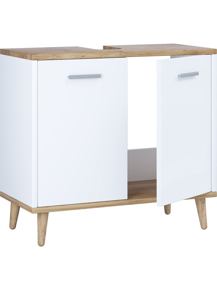 VCM  Holz Badmöbel Badunterschrank Waschbecken Landos in Weiß / Honig-Eiche günstig kaufen onesize