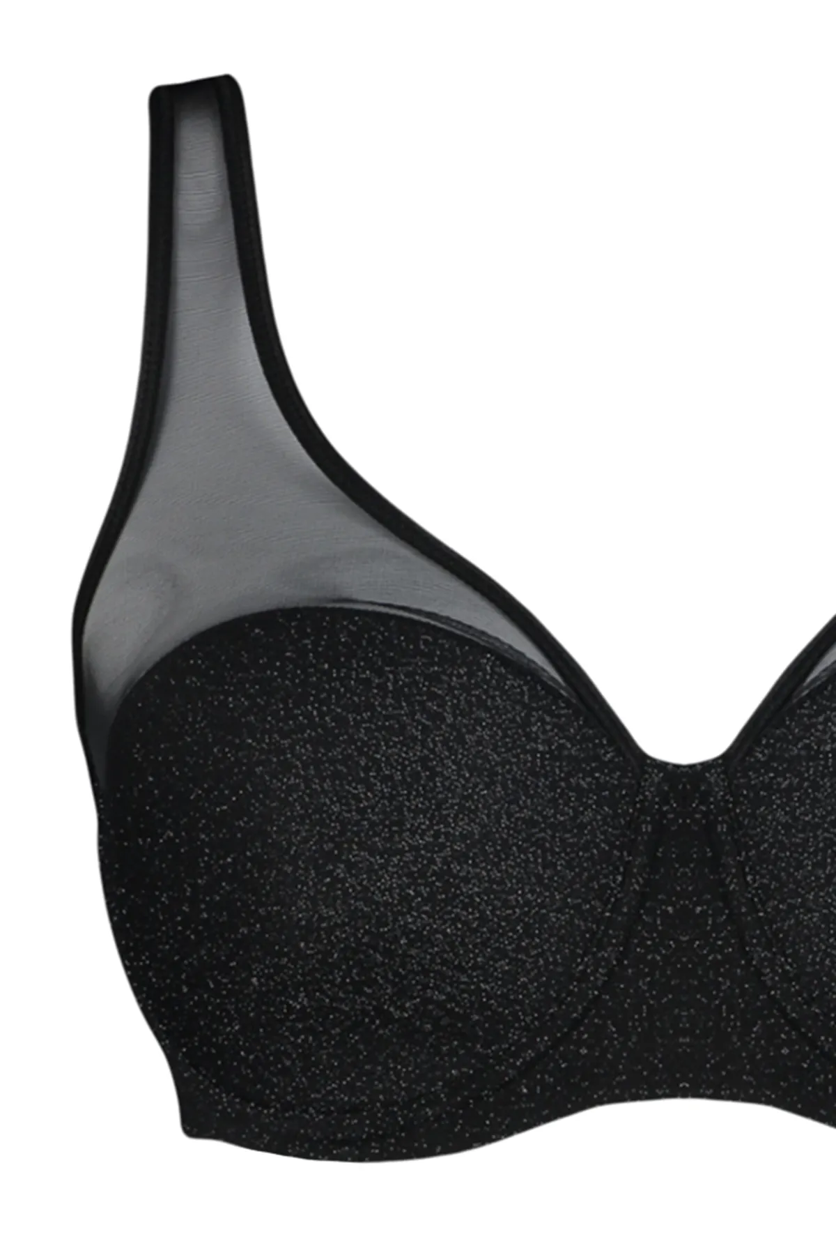 Trendyol Curve  Schwarzer, mit Glitzer überzogener Netz-BH TBBAW24CW00006