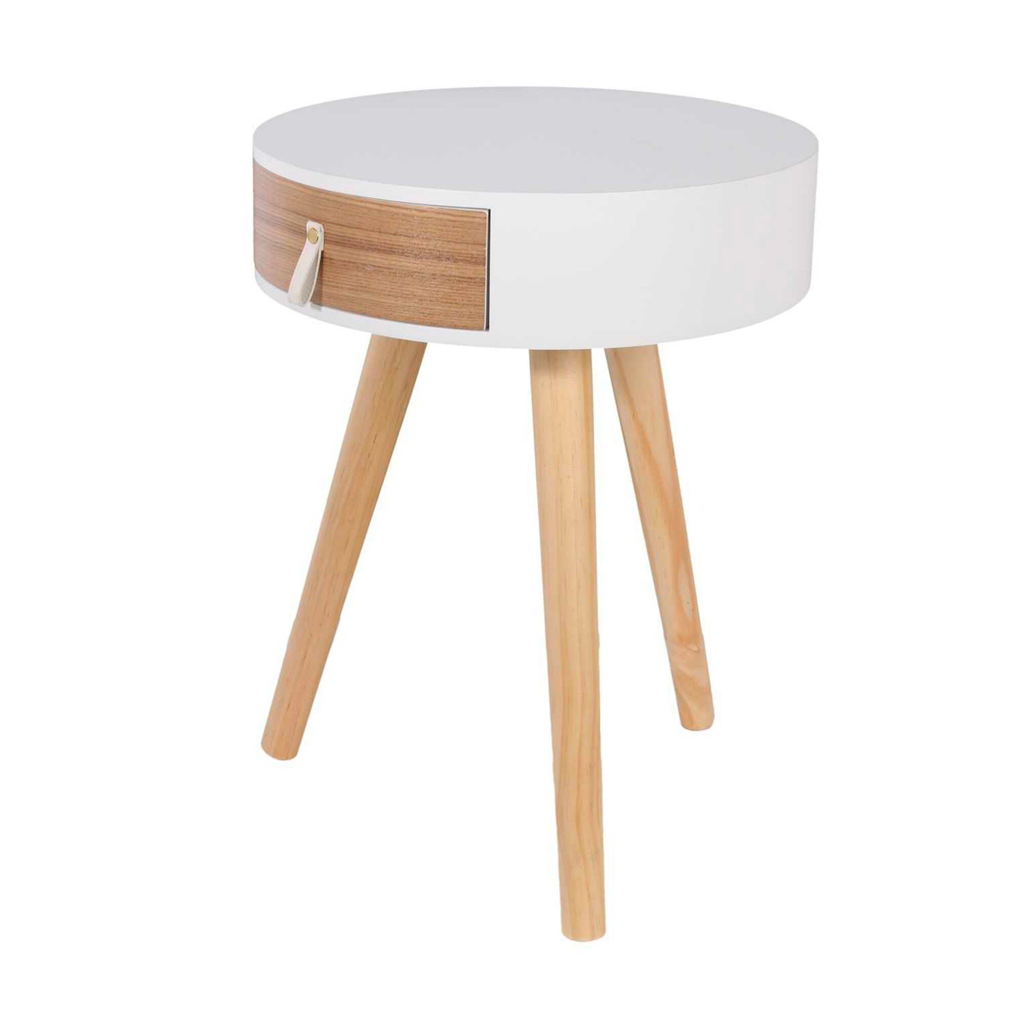 Table de chevet ronde bicolore TIHAME