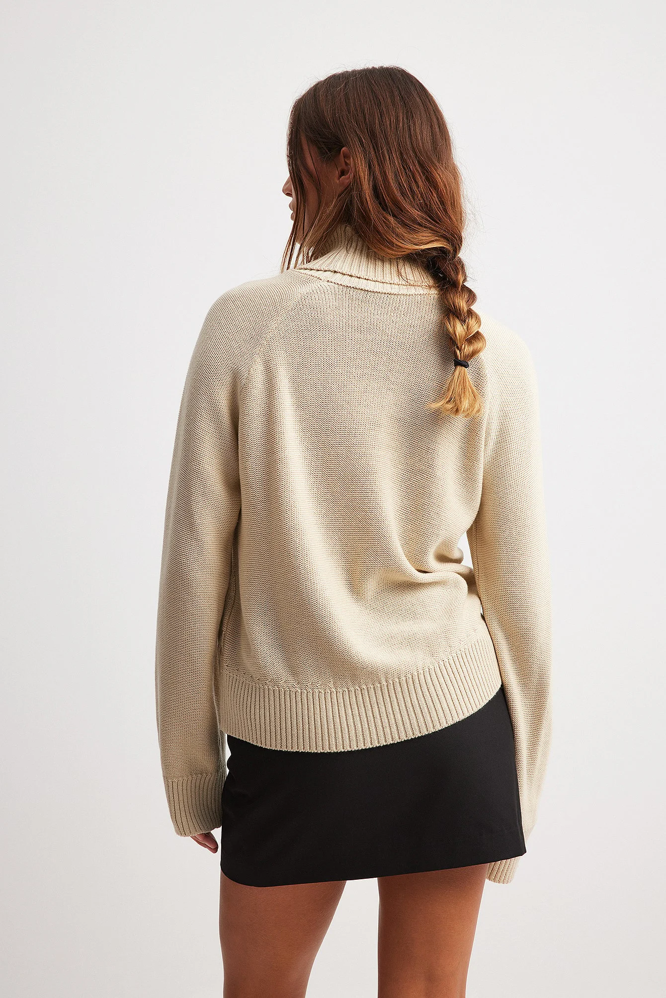 Strickpullover mit Rollkragen und Zopfmuster