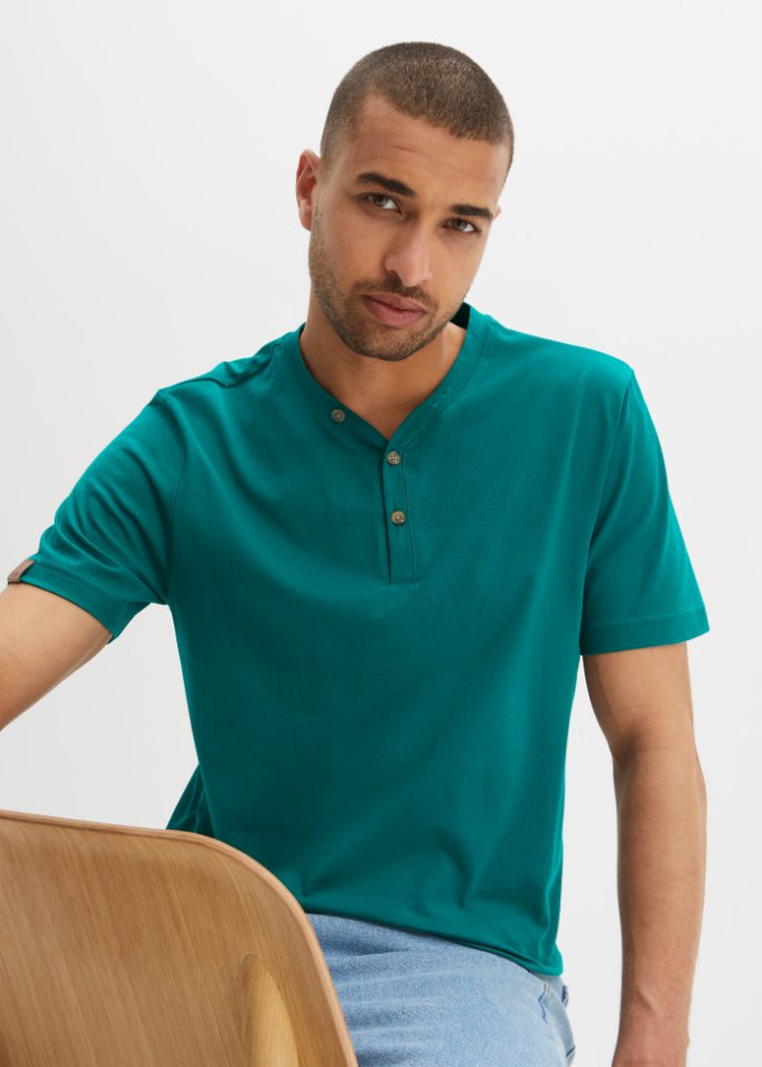 Henleyshirt, Kurzarm (2er Pack) aus Bio Baumwolle
