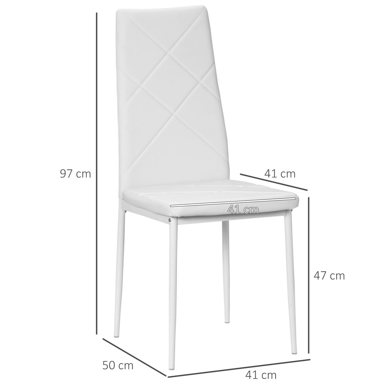 HOMCOM Esszimmerstuhl, 4er-Set Küchenstuhl, Gepolsterte Esszimmerstühle, Weiß