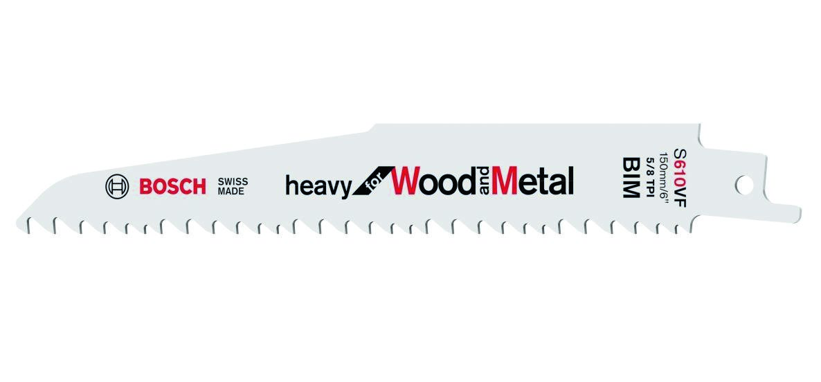 Bosch Blue Accessories 2608657608 S610VF Säbelsägeblatt, schwer, für Holz und Metall, 150 mm, 5 Stück