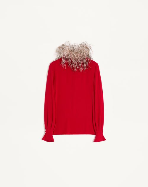 Georgette-top med fjer