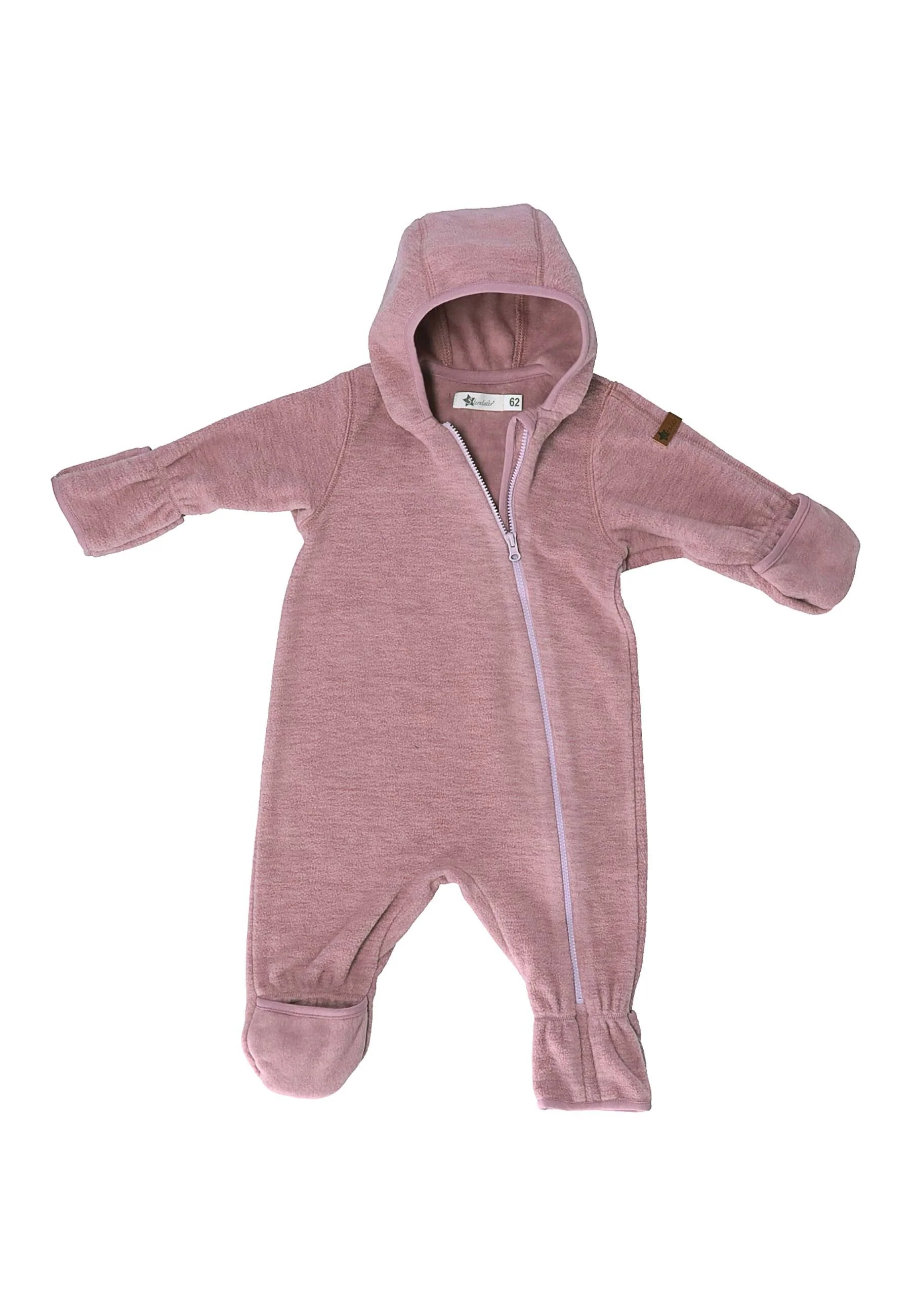 Overall aus Melange-Microfleece uni mit Kapuze