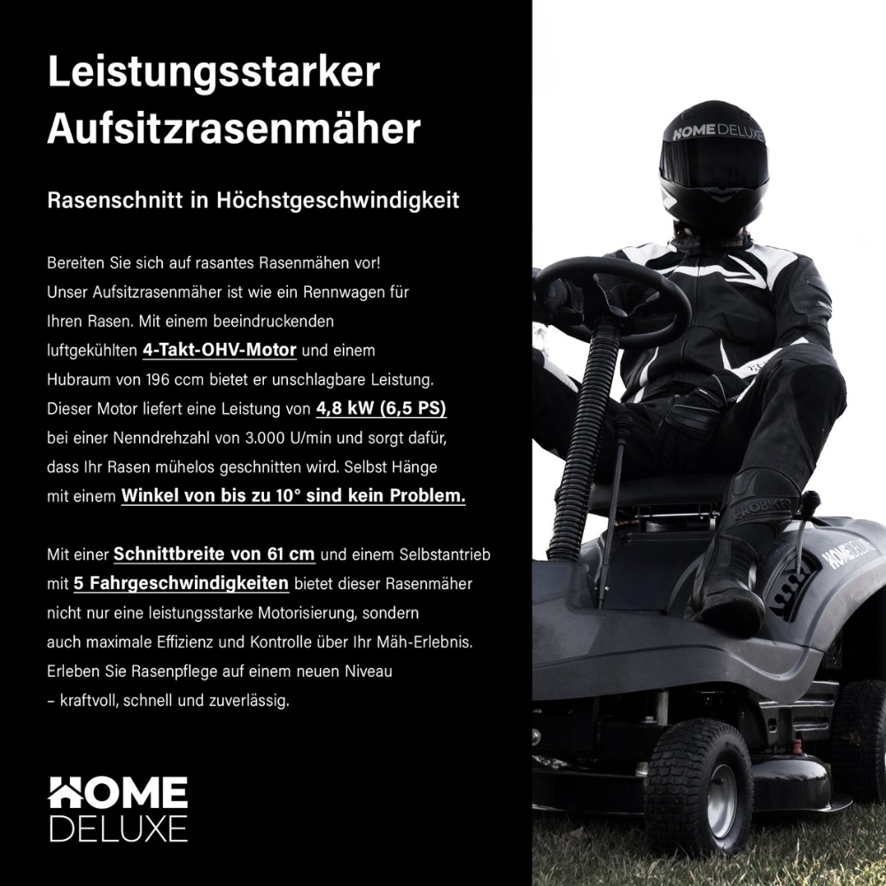 Home Deluxe Aufsitzrasenmäher REAPER - Schwarz