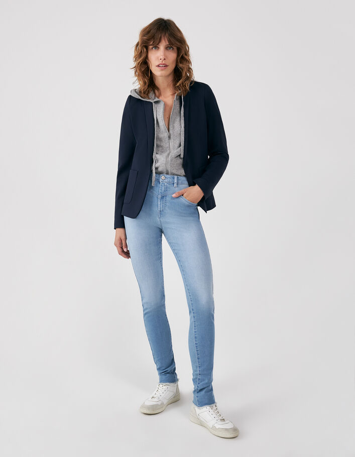 Jegging bleu clair slim sculpt up bas frangés femme