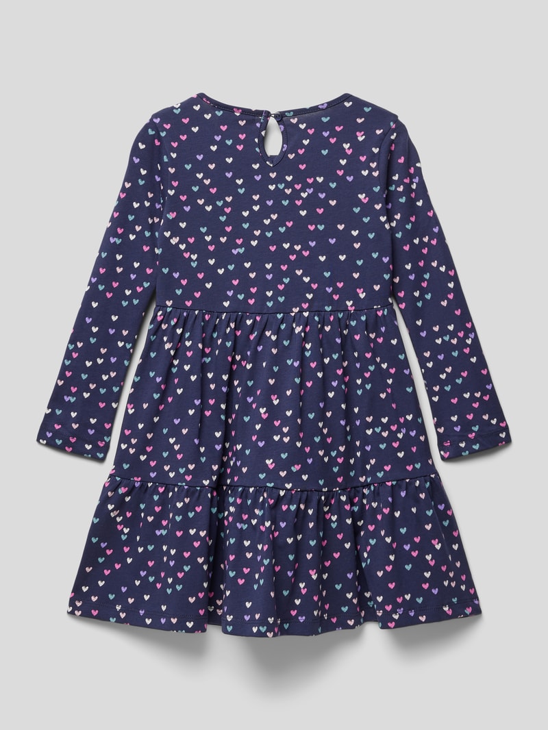 Knielanges Kleid mit Allover-Muster in marineblau