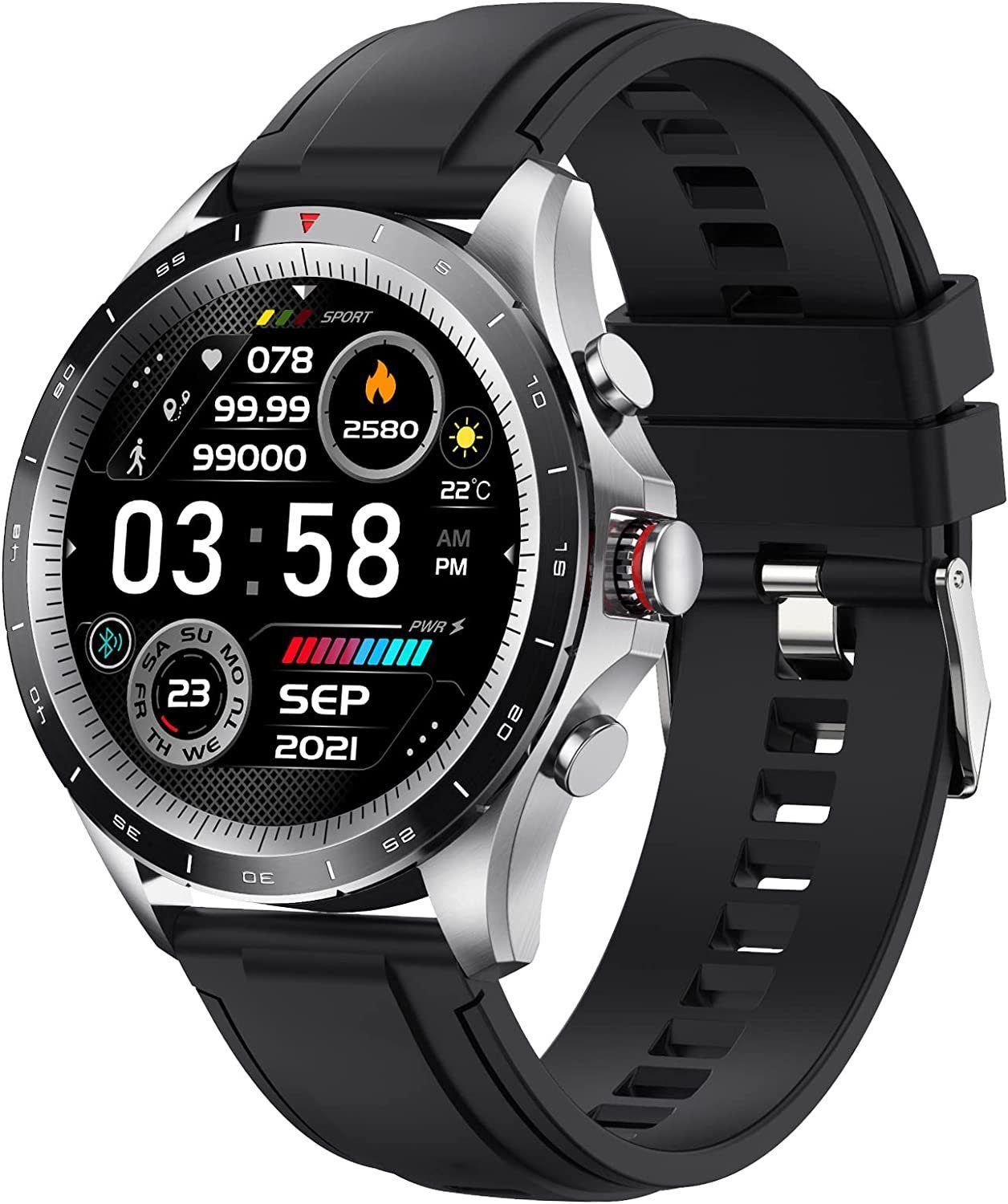 Manike NX1 Business Smartwatch (4,3 cm/1,69'' HD Voll Touchscreen Zoll) Spar - set, Smartwatch mit deutscher Bedienungsanleitung mit Ladekabel, Herzfrequenzmesser, Analyse von EKG-Daten, Blutdruckmessgerät