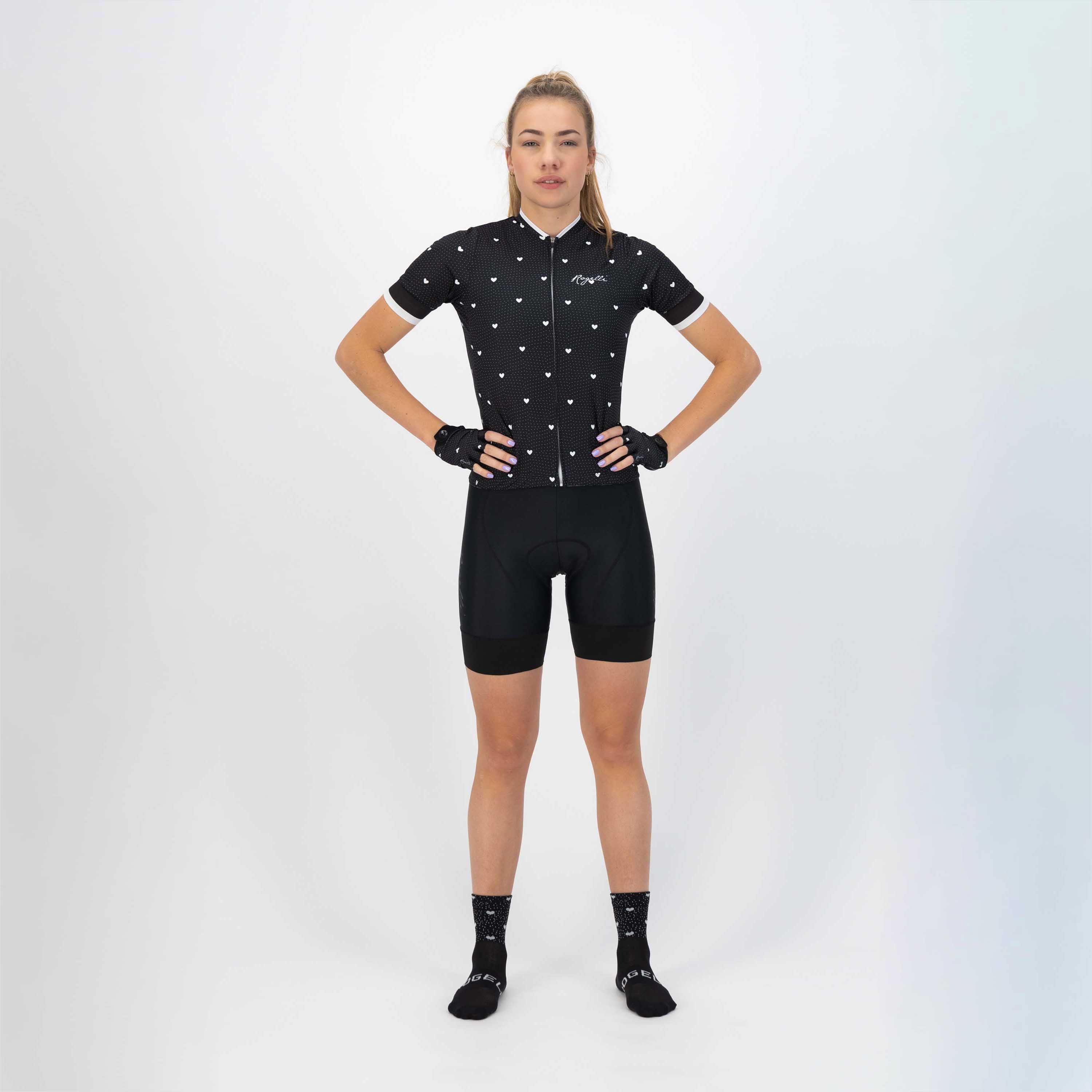 Rogelli Hearts Schwarz/Weiß Damen Radtrikot Kurzarm