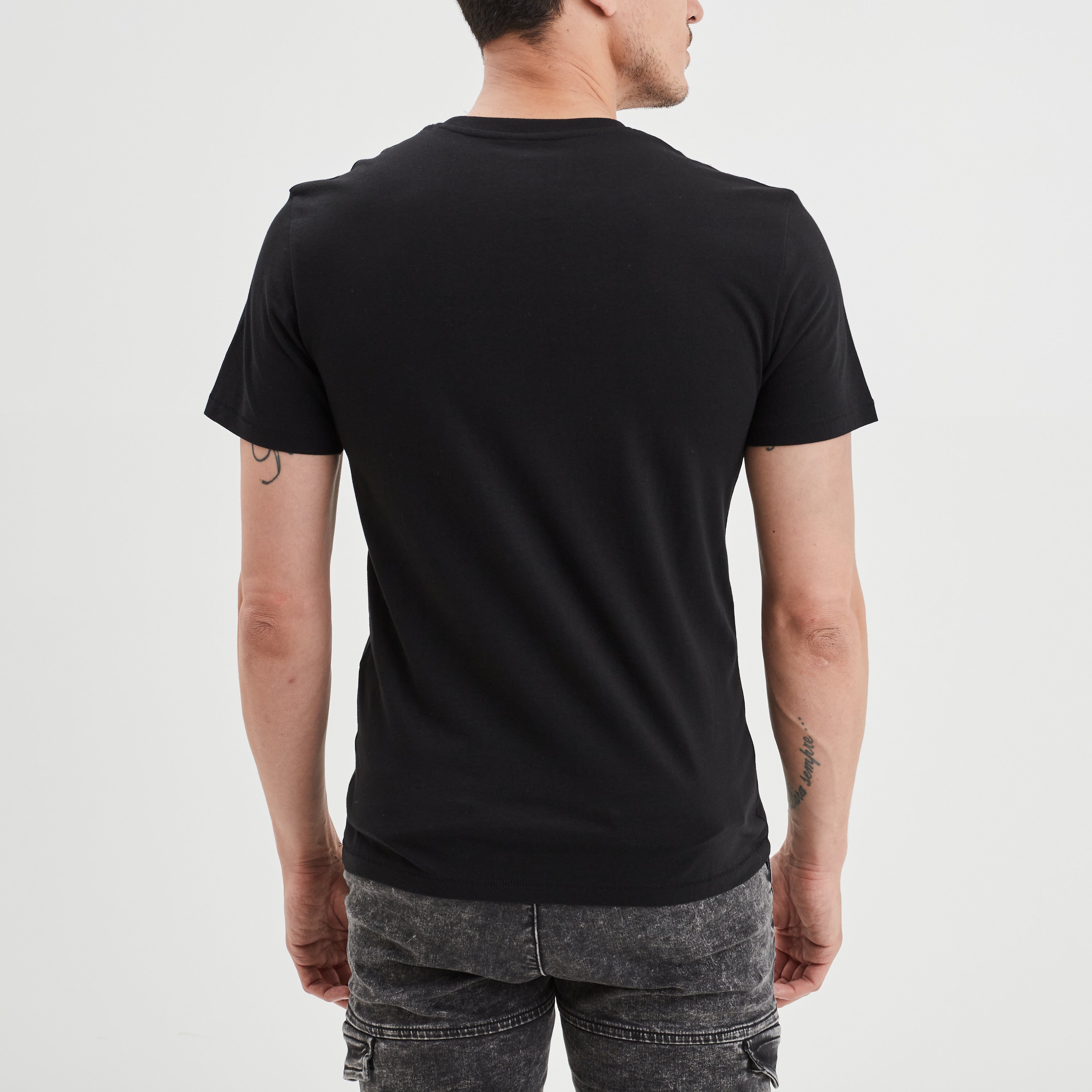 T-shirt droit manches courtes Liberto noir homme | La Halle