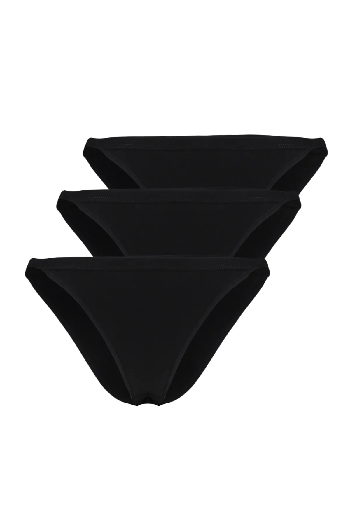 Trendyol Collection  Schwarze brasilianische Strick-Slips aus Baumwolle im 3er-Pack THMSS23KU00026