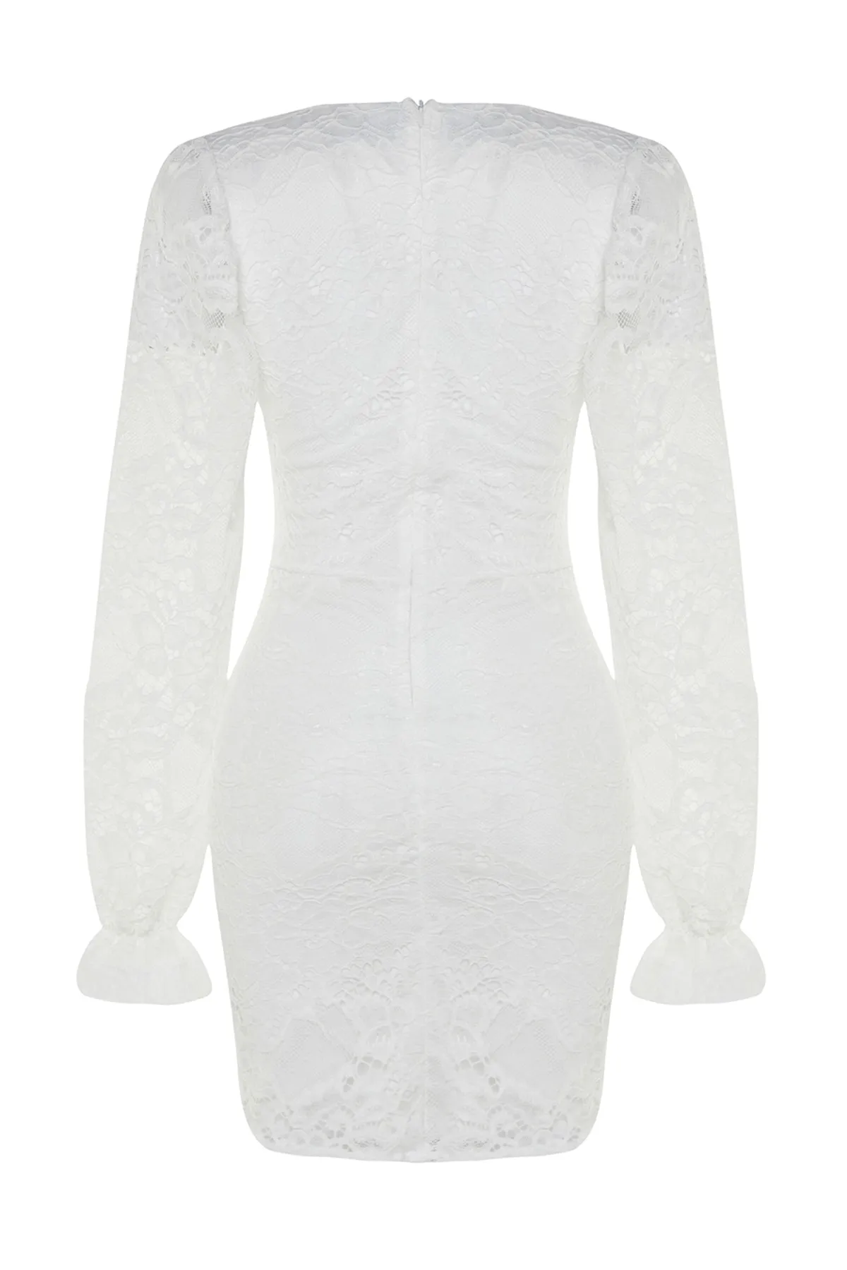 Trendyol Collection  Ecru Tailliertes, gefüttertes Spitzenhochzeits-/Hochzeits-Elegantes Abendkleid TPRSS23EL00314