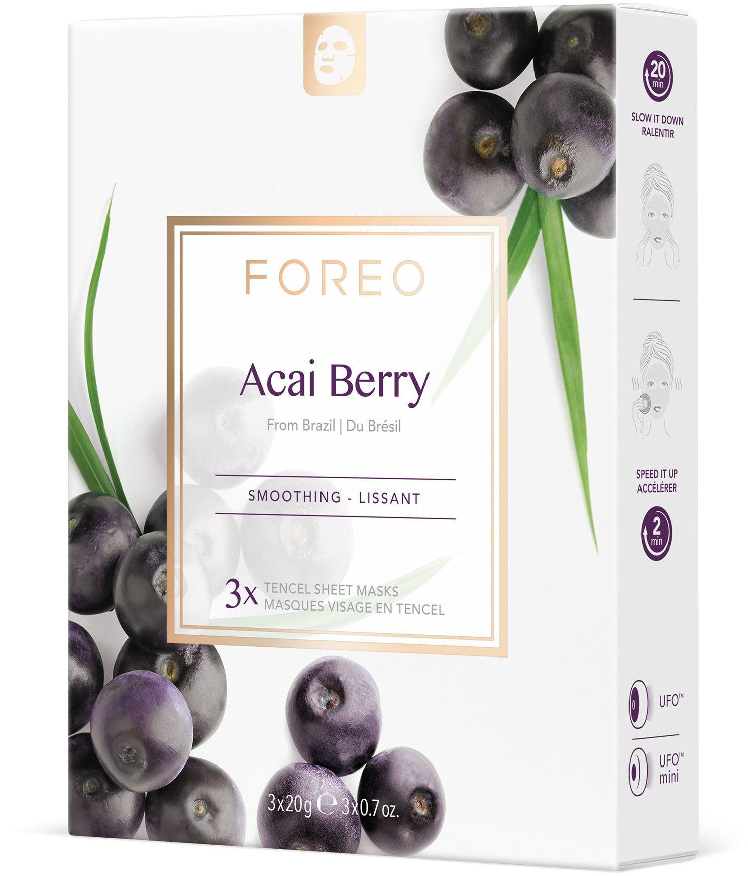 FOREO Gesichtsmaske Farm To Face Collection Sheet Masks Acai Berry, 3-tlg.