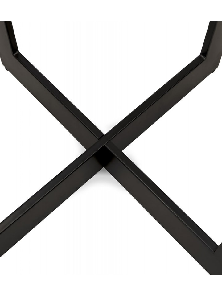 KADIMA DESIGN Runder Esstisch aus Massivholz mit Metallgestell | 120x120x75 cm in Beige günstig kaufen